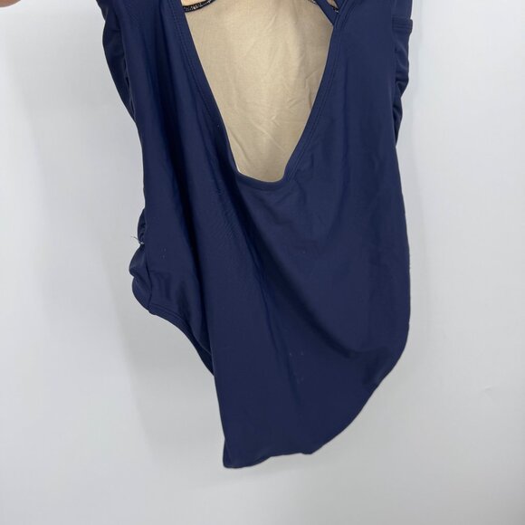 Kona Sol Womens Navy Blue Racerback Coverage One Piece Swimsuit Size XL - Picture 7 of 8